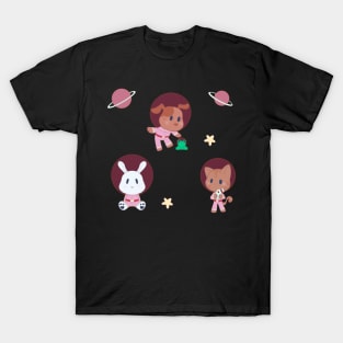 Baby Astronaut Animals in Pink Space Suits T-Shirt